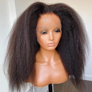 Yaki Straight Wig 360 Full Lace Frontal HD Human Hair Kinky Straight Wigs