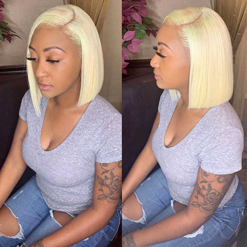 613 Blonde Bob Wig  Human Hair Lace Frontal Short Bob Wig