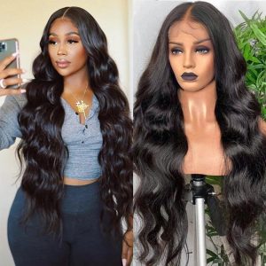 Body Wave HD Transparent 360 Lace Frontal Wig With Baby Hair