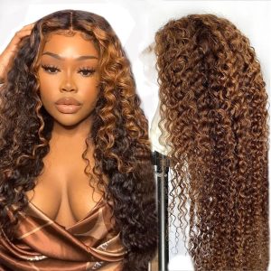 13×6 Blonde Highlight HD Transprant Lace Frontal Wig Deep Wave Human Hair Wig