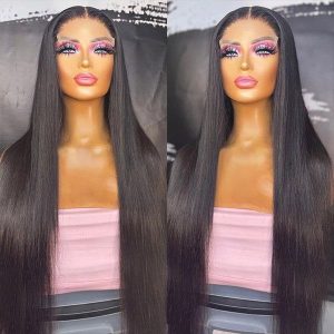 Glueless Bone Straight Swiss HD Lace Front Wigs For Black Women