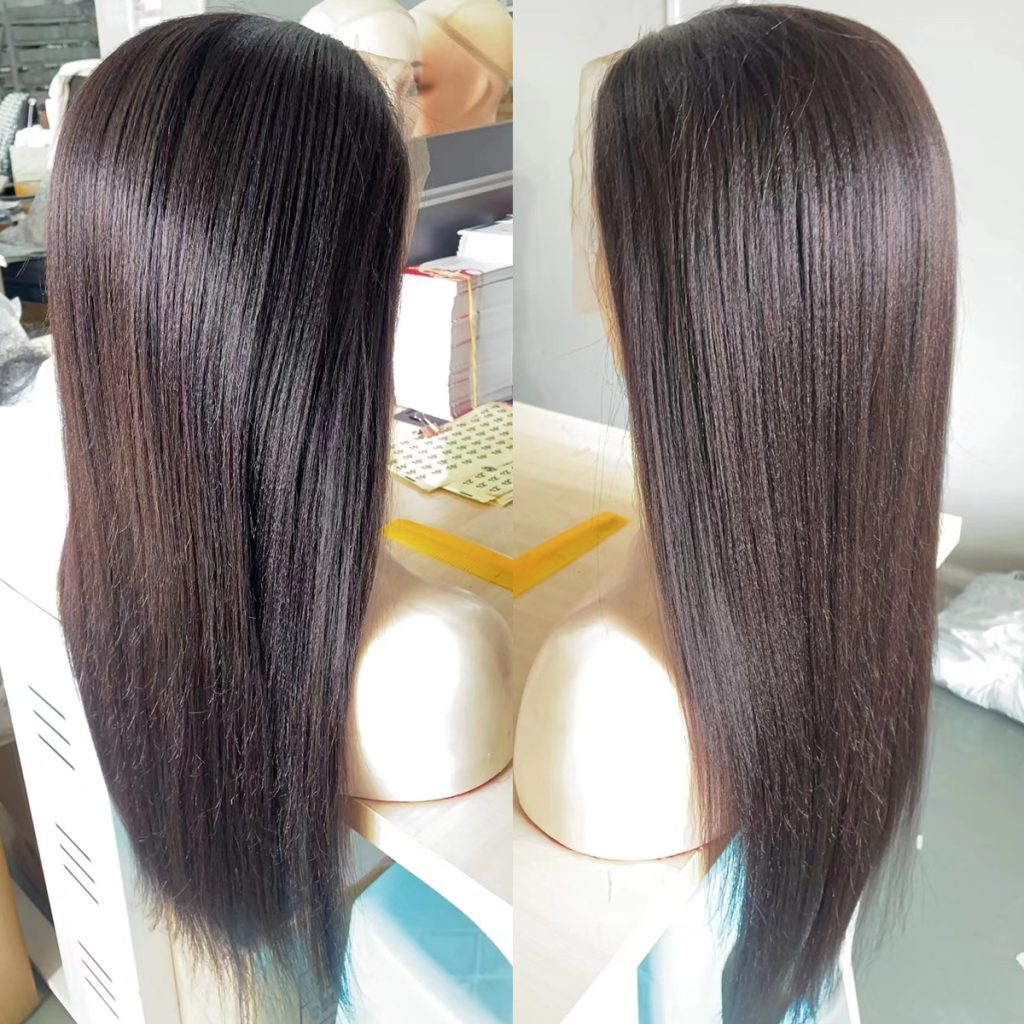 Yaki Straight Wig 360 Full Lace Frontal HD Human Hair Kinky Straight Wigs