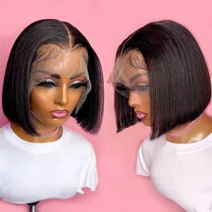 180% Density 4×4 Lace Closure Short Straight Bob Wigs