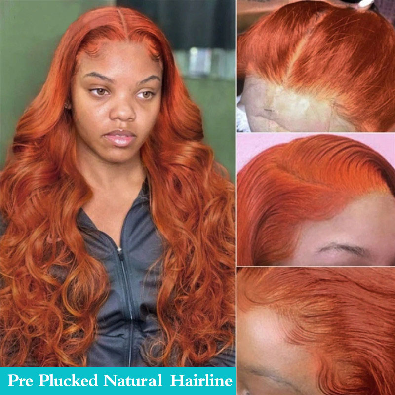 HD Lace Front Orange Ginger Wigs Virgin Human Hair Color Lace Frontal Wig - Colored Wigs - 1