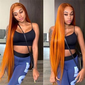 HD Lace Front Orange Ginger Wigs Virgin Human Hair Color Lace Frontal Wig