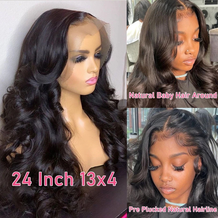32 Inch Body Wave 360 Lace Front Wig Brazilian Hair Pre Plucked