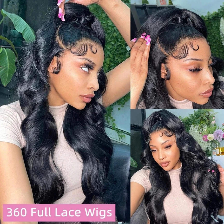 Body Wave 360 Full Lace Frontal Wig Human Hair Pre Plucked - Body wave - 1
