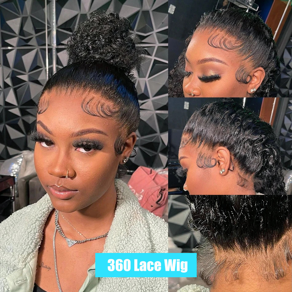 360 Deep Wave Lace Frontal Human Hair Wig For Women - Deep wave - 1