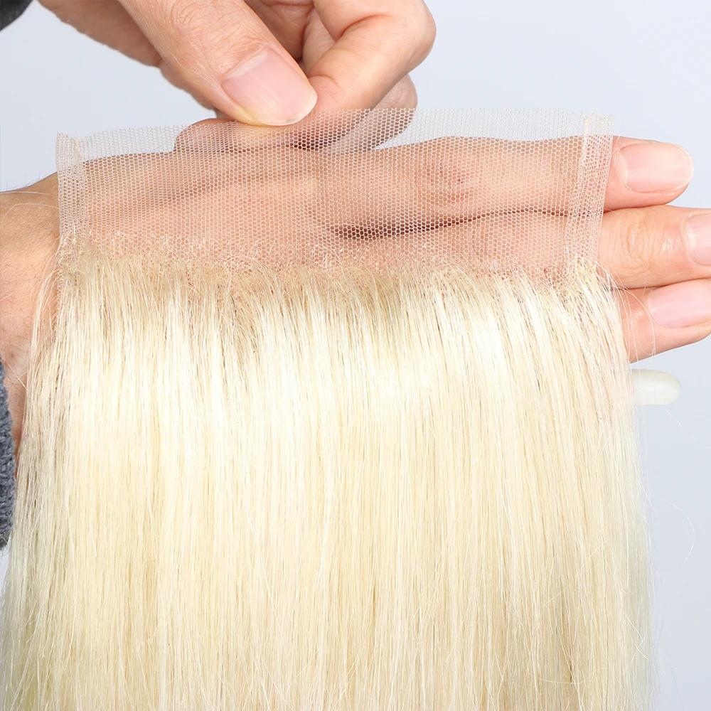 Honey Blonde 613 Color  Human Hair Free/Three/Middle Part 4×4 Lace Closure