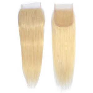 Honey Blonde 613 Color  Human Hair Free/Three/Middle Part 4×4 Lace Closure