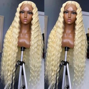 613 Deep Wave 13×6 Blonde Lace Front Wig Pre Plucked  Human Hair Wig