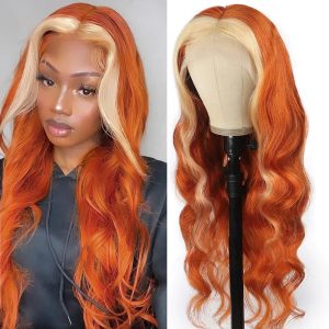 Body Wave Highlight Ginger With Blonde 613 Colored Lace Front Wig