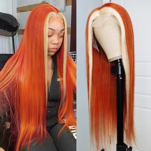 Ginger With Blonde Colored Highlight 613 Straight Lace Front Wig