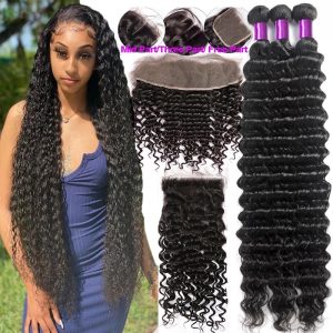 100% Unprocessed Natural Human Hair Deep Wave Bundle