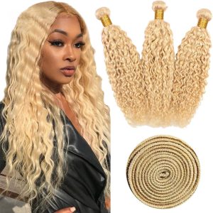 8-32 Inch 613 Honey Blonde Human Hair Water Wave Bundle