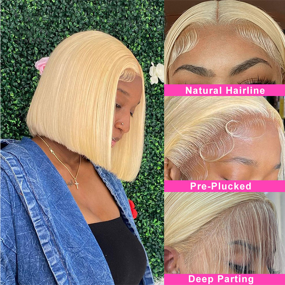 Blonde 613 Short Bob Wigs 13x4 HD Lace Front Human Hair Wig - Bob wig - 1