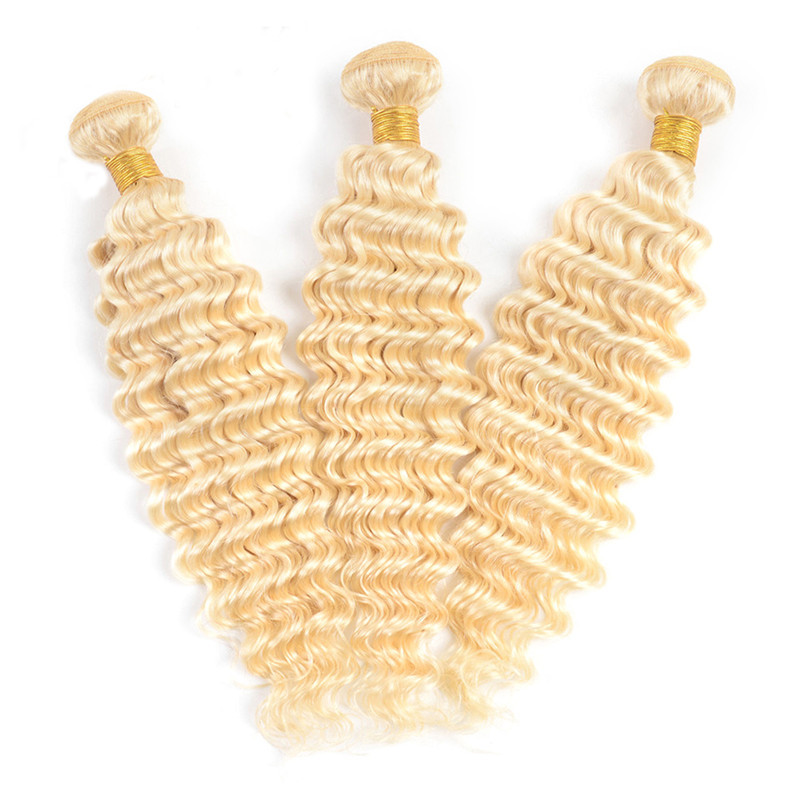 613 Blonde Deep Wave Remy Human Hair Bundle