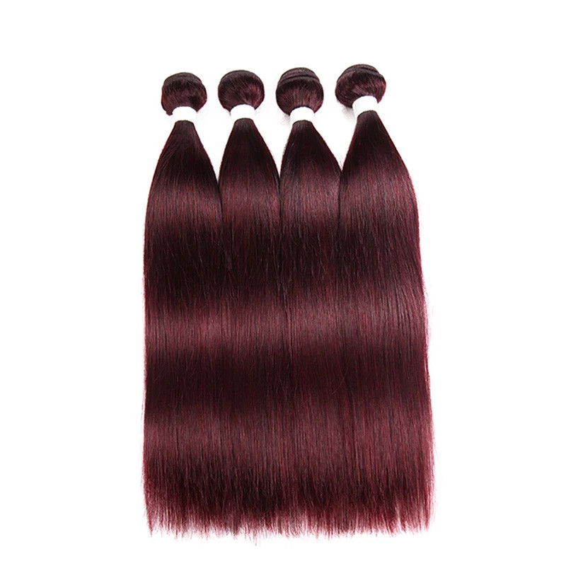 99J Brazilian Human Hair Bundles Burgundy Red Straight Hair Extensions