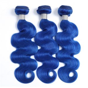 Blue Colored Brazilian Body Wave Human Hair Bundles
