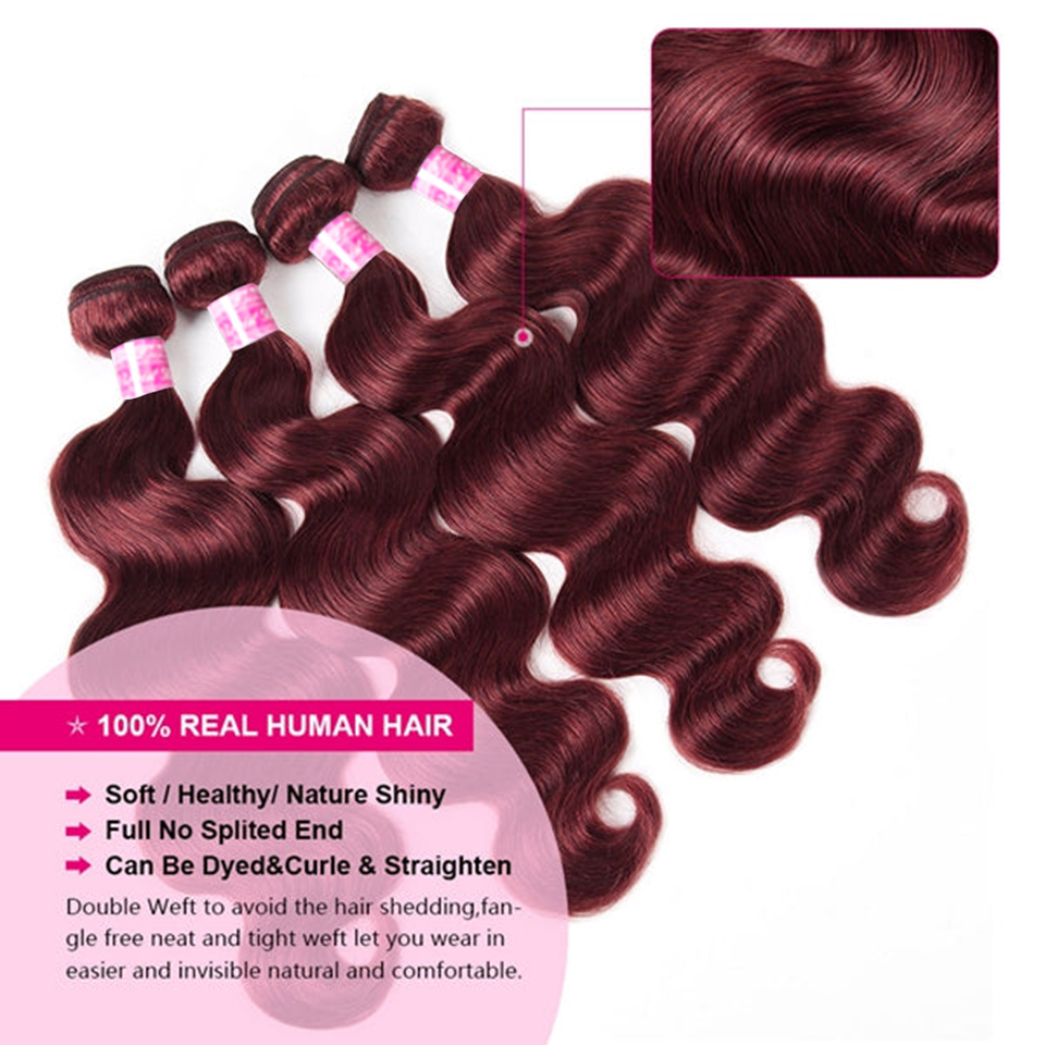 Burgundy 99j Body Wave Bundles Deals Hair Extensions