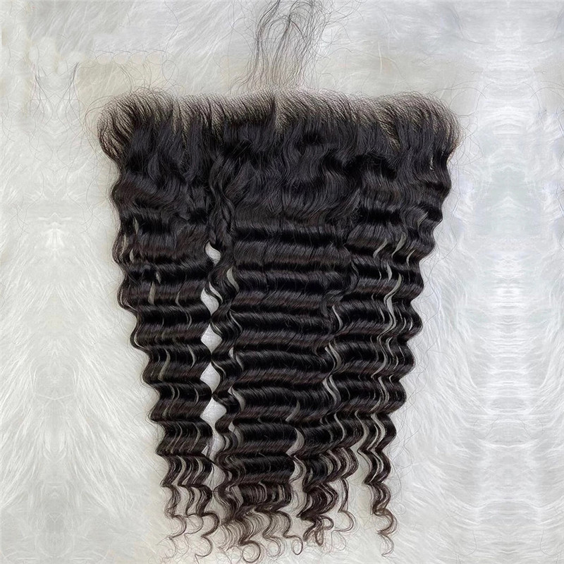 13×4 Lace Frontal Pre-Plucked Transparent Lace Deep Wave Closure