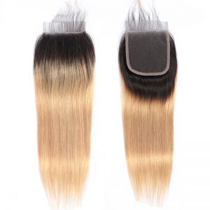 4×4 Transparent Lace Closure 1B/27 Color Human Hair