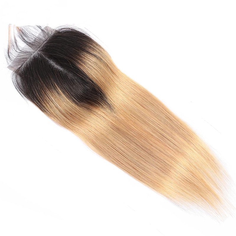 4×4 Transparent Lace Closure 1B/27 Color Human Hair