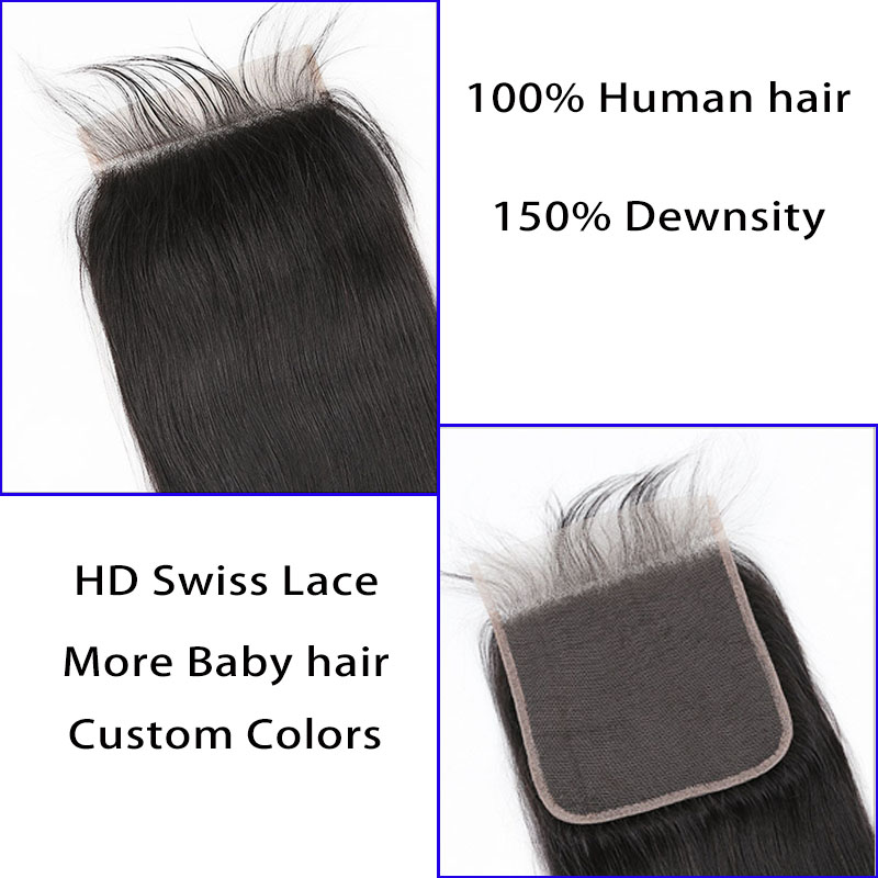 6x6 Lace Frontal Closure Natural Straight Human Hair - 2x6 5x5 6x6 Closure - 1
